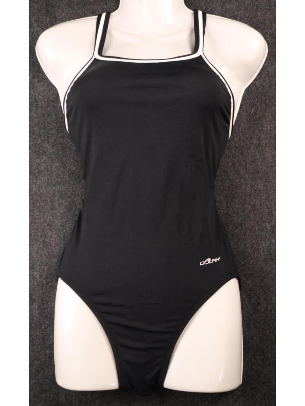 Dolfin Womens Size 40 XXL One Piece Swimsuit Black White Trim NWT